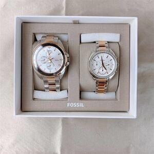Fossil BQ2642SET His and Her Multifunction Two-Tone Stainless Steel Watch Set